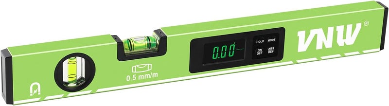VNW 16inch Digital Level with LCD Display - Bubble Light Up Function - Multi Purpose:Magnetic Torpedo Level, Angle Finder 0-90° & 0-180° Range -Leveler Tool for Woodwork,Saw & Home Leveling (Green) - Image 1